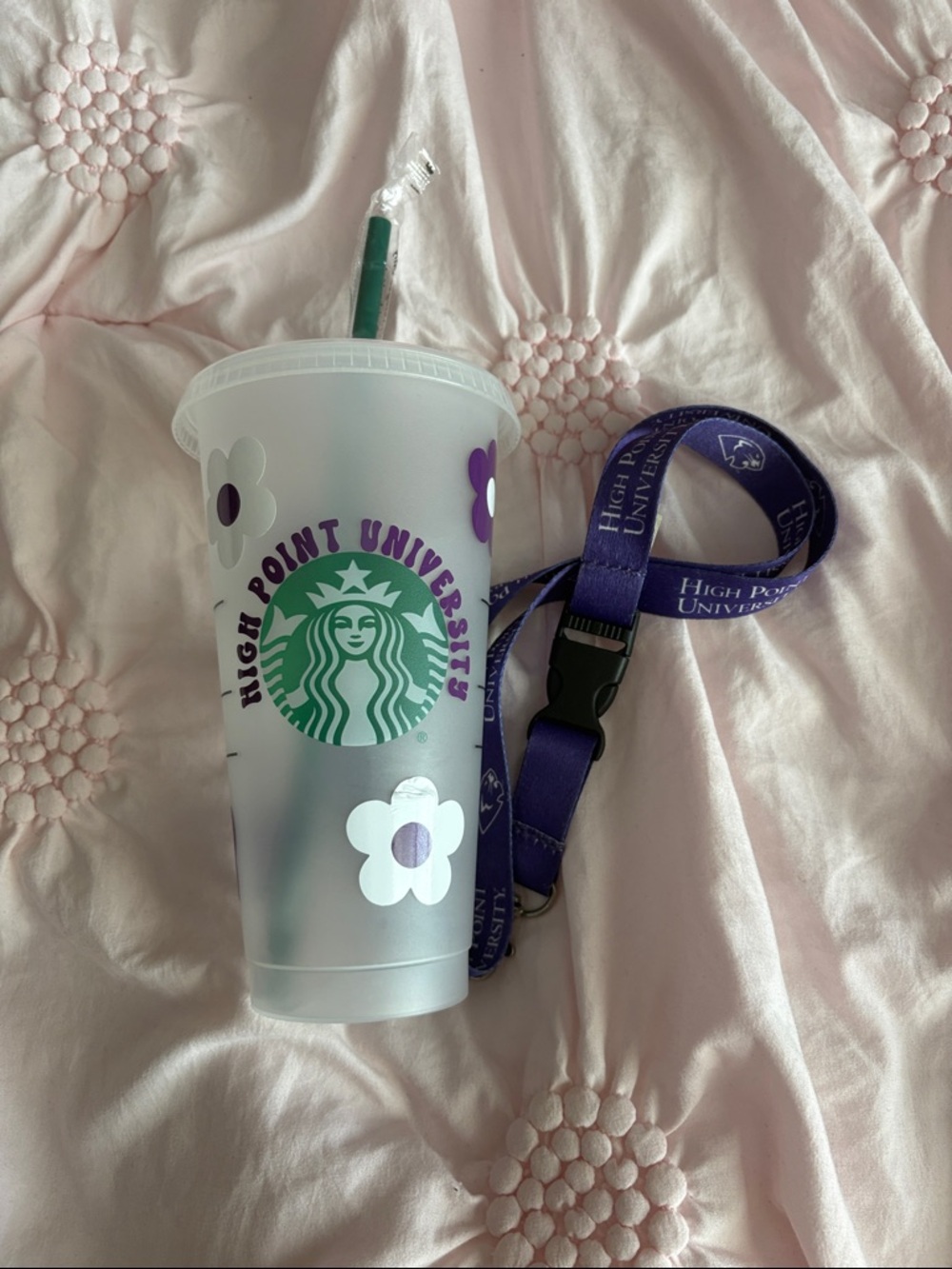 High Point University cup and lanyard